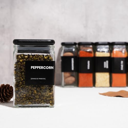 Glass Storage Jars with Bamboo Lid (Black)