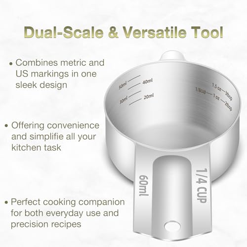 1PCS 1/4Cup (60ml, 2oz) Measuring Cup, Etched Inner Scale Measure Scoop (1/4Cup)