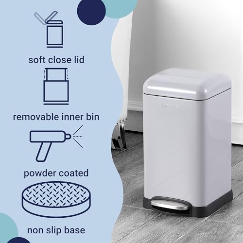 Betty Retro Mini 3.2 Gal Step Trash Can (Fog Gray)