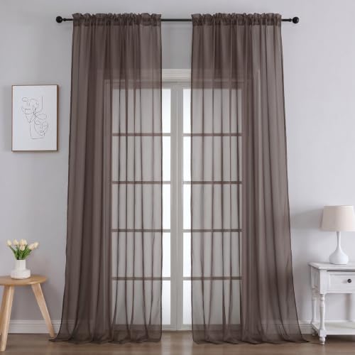 Chocolate Bedroom Curtains 2 Panel Sets 90 Inch Length (Chocolate / 59"W x 90"L (Pack of 2))
