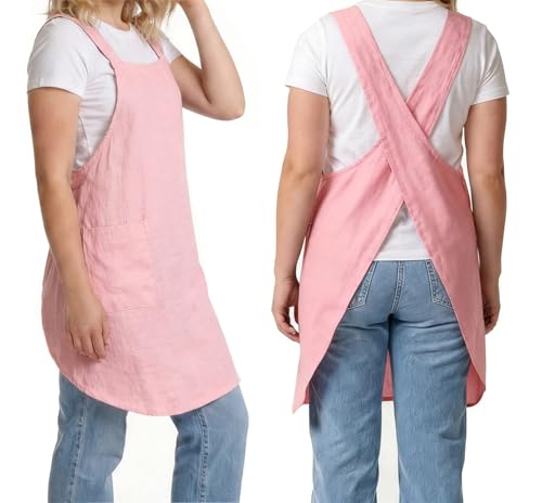 Soft Cotton Linen Cross Back Pull (Pink)