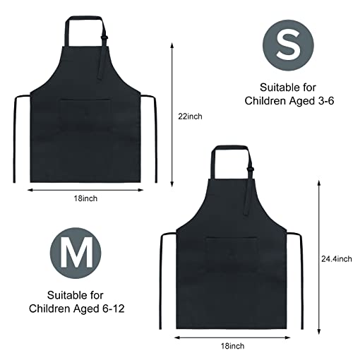 Kids Aprons with Large Pocket 2 Pack (Medium / Blackx2)