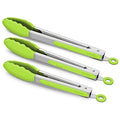 3 Pack Silicone Kitchen Tongs (Green)