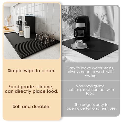 Silicone Coffee Mat with Raised Edges (Black / 15.7" x 23.6")