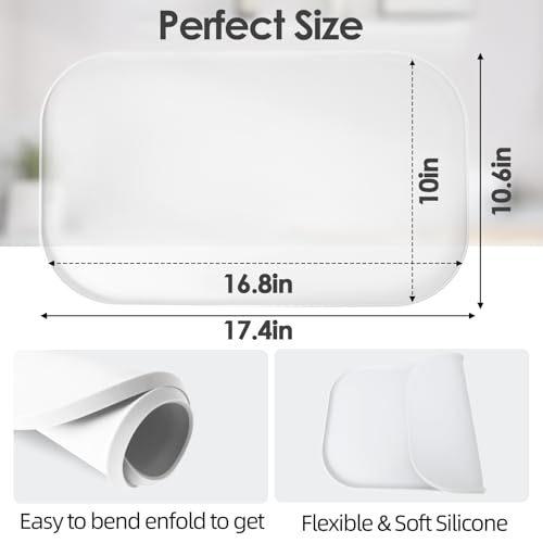 Silicone Coffee Maker Mat with Lip for Countertops 17.4''x10.6''Translucent (Translucent / 17.4'' x 10.6'')