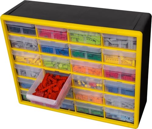 24 Drawer Plastic Storage Cabinet (Yellow / 24 Drawer / 1 Pack)