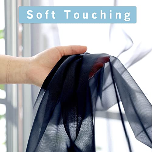Navy Blue Sheer Curtains 90 Inches Long (Navy Blue / 42"W x 90"L (Pack of 2))