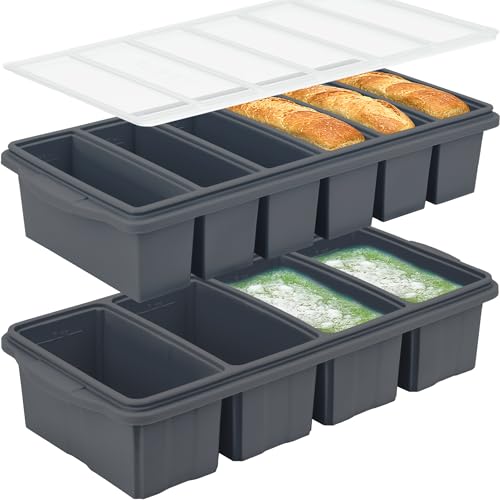 Silicone Freezer Tray With Lid (1 Cup and 1/2 Cup Grey)