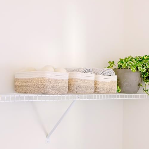 11.8"x8"x4.5” Storage Baskets for Shelves 3 Pack (3-Tone Brown / 11.8" x 8" x 4.5")