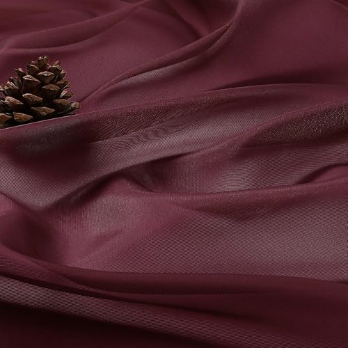 Wine Sheer Curtains 108 Inches Long 2 Panels Set (Wine / 59"W x 108"L (Pack of 2))