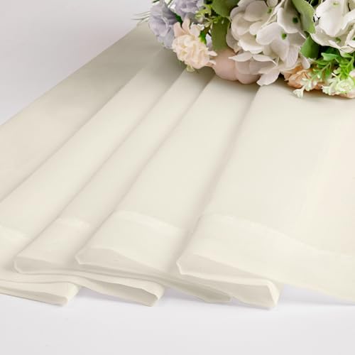 Sheer Curtains 54 inches Long 2 Panles for Living Room Bedroom Small Windowm (Cream / 42"W x 54"L (Pack of 2))
