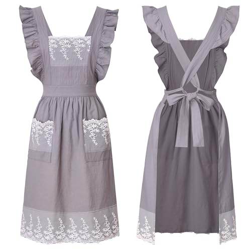 Vintage Aprons for Women (Grey)