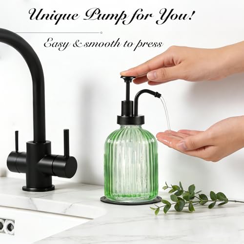 12oz Green Glass Liquid Soap Dispenser (Green, Black Pump, 1pc)