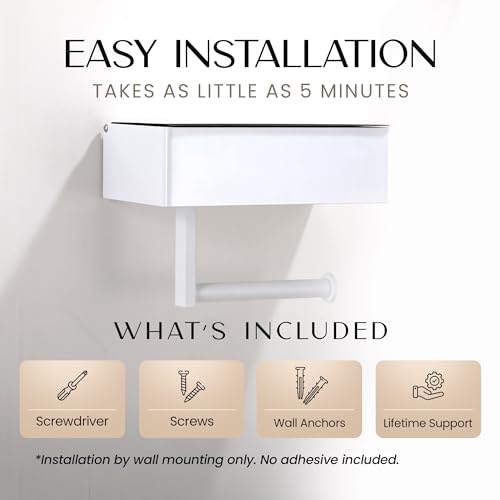 Day Moon™ Toilet Paper Holder with Shelf (White)