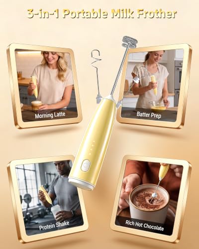 Milk Frother Handheld (Yellow)