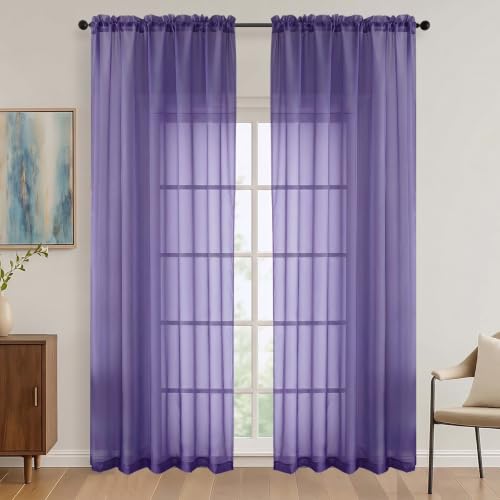 Purple Bedroom Curtains 2 Panel Sets 90 Inch Length (Purple / 59"W x 90"L (Pack of 2))