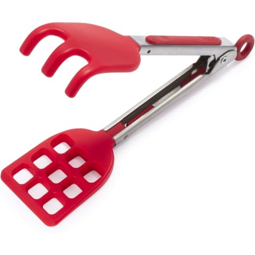 Waffle Tongs Mini Silicone Kitchen Tongs for Cooking Serving Flat Stainless Steel Small Tongs with Silicone Tips for Salads Belgian Waffles Air Fryer Appetizers Dishwasher Safe Candy Apple Red (Candy Apple Red)