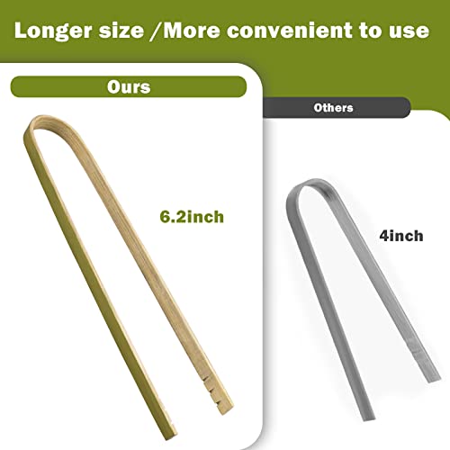 Mini Bamboo Tongs Disposable 100 Pcs 6.2 Inch Long Wooden Tongs (6.2inch)