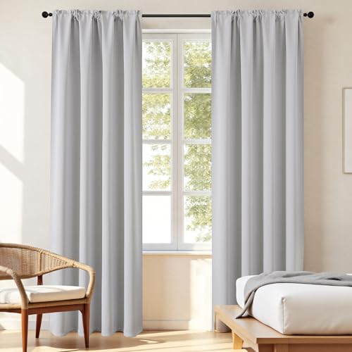 Grayish White Blackout Curtains 72 inch Length 2 Panels Set (Greywish White / 52"W x 72"L (Pack of 2))