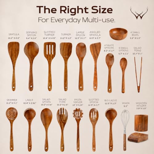 30 Pcs Teak Wooden Utensil Set (30 Pcs Set)