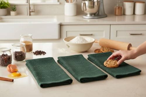 Dark Green Kitchen Hand Dish Towels