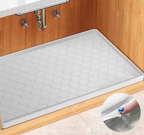 Waterproof Under Sink Mat 34" x 22" (22"W x 34"L / White)