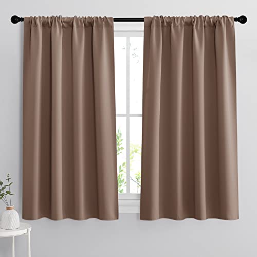 Blackout Curtains for Bedroom Living Room Nursery 63 inches Long (Mocha / 34"W x 63"L (Pack of 2))