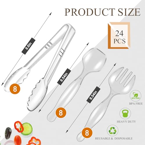 24Pcs Plastic Serving Utensils Set (Clear Style 2 / 24 Pcs)
