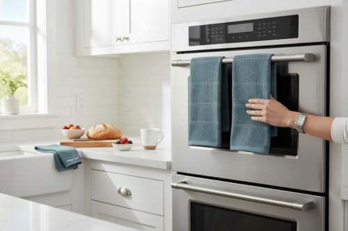 Teal Dark Blue Kitchen Hand Dish Towels (Teal Texture)