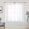 White Sheer Kitchen Curtains 52 x 45 Inch Length 2 Panels Embroidered Leaf Pattern Short Curtains for Bedroom Half Small Window Rod Pocket Tiers (52"W x 45"L (Pack of 2) / 4-white)