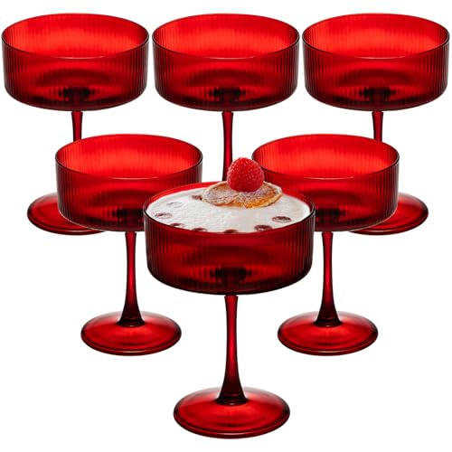 Martini Glasses Set of 6 (Red / 6 PCS)