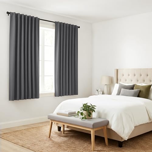 Short Length Curtains for Kitchen (Grey / 34"W x 54"L (Pack of 2))