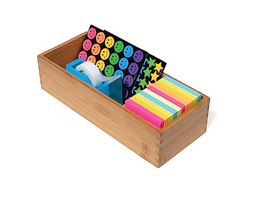 Bamboo Utensil Holder Storage Box for Cooking Tools (5" x 12" x 3")