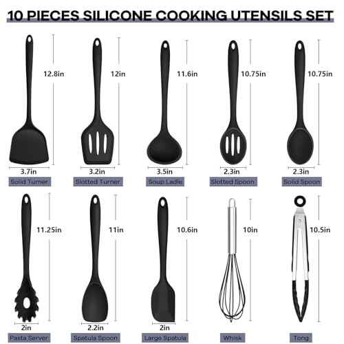 Silicone Cooking Utensils (Black)