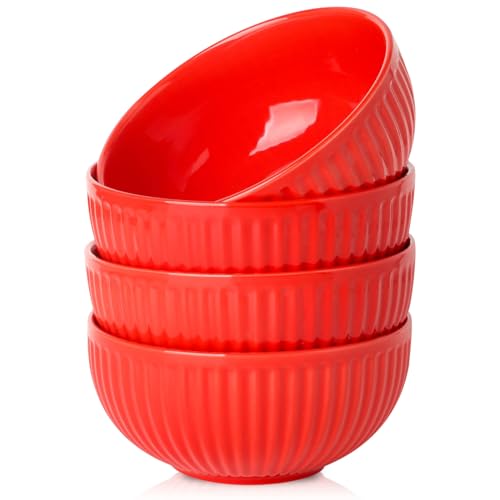 Large Ceramic Serving Bowls 42 Oz (Red / 42 Oz)