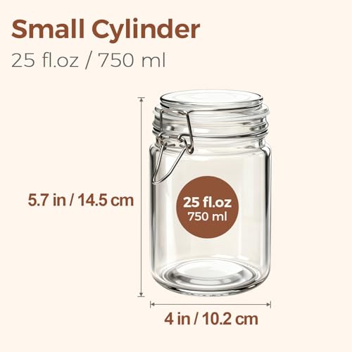 25 oz Glass Jars with Airtight Lids 6 Pack Pantry Coffee Canisters (25 fl oz x 6)
