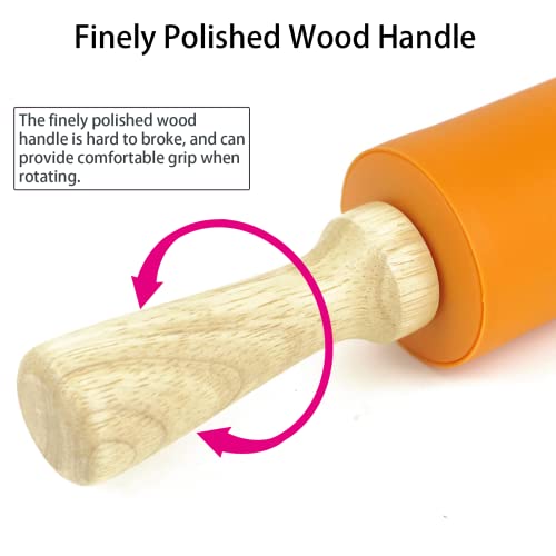 Silicone Rolling Pin for Baking Non (Orange / 15 inch)