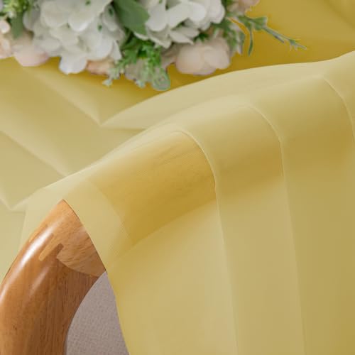 Mustard Yellow Sheer Valances for Windows (Yellow / 42"W x 18"L (Pack of 2))