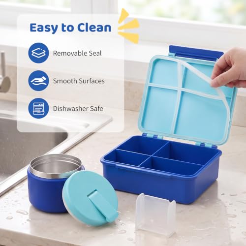 Bento Lunch Box with 8oz Soup Thermo (Blue)
