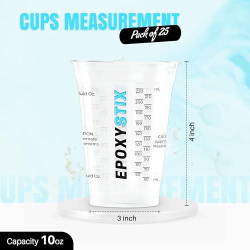 Pack of 25] 10oz Disposable Graduated Measuring Cups for Mixing (25 Pack)