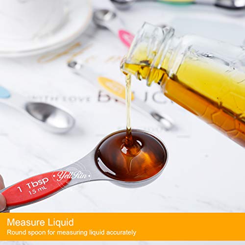 Magnetic Measuring Spoons Set Stainless Steel Dual Sided Measuring Spoons (Color)