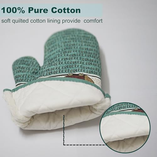 Oven Mitts and Pot Holders Sets (Green Owl)
