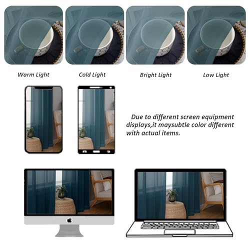 Sheer Valances for Windows 2 Pack (Stone Blue / 42"W x 18"L (Pack of 2))