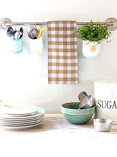 Kitchen Towels Set of 6 Buffalo Checks Taupe (20" x 30" (Set of 6) / 013 Taupe/White - Check)