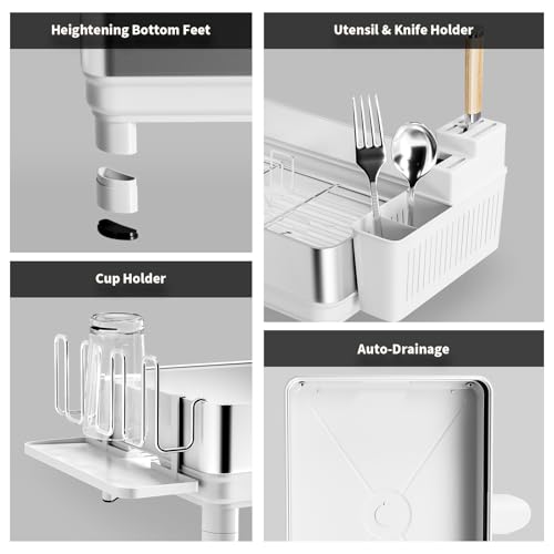 Dish Drying Rack (B-white 1-tier 22.8''x12.6'')
