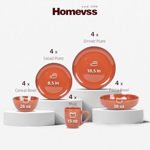 HomeVSS 20 Piece Dinnerware Set (Service for 4 - 20pc Set / Orange)