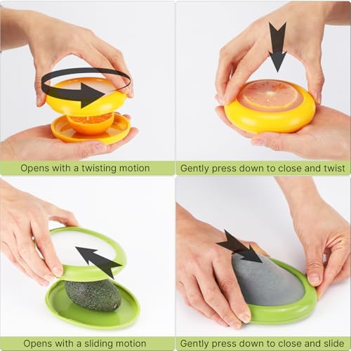 Set of 4 Reusable Fruit and Veggie Savers (Red & Yellow & Orange & Green)
