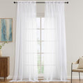 White Sheer Curtains 120 Inches Long 2 Panels Set (White / 59"W x 120"L (Pack of 2))