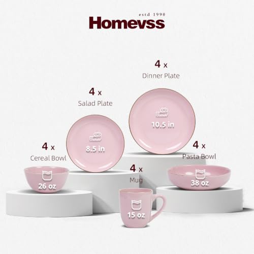 HomeVss 20 Piece Dinnerware Set (Service for 4 - 20pc Set / Pink)