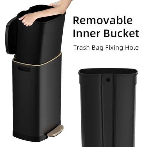 13 Gallon Kitchen Trash Can with Lid (Black / 13 Gallon)